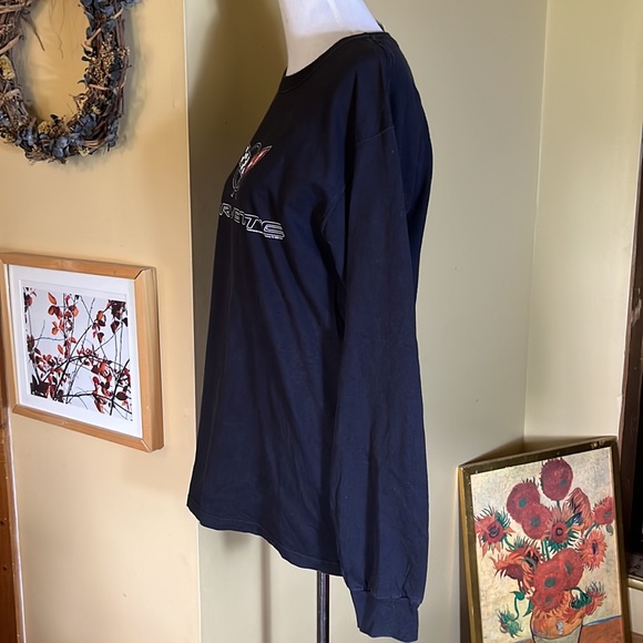 Vintage CORVETTE Size Large Race-Flags Logo Graphic Cotton Longsleeve TeeShirt - Picture 7 of 13